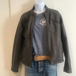 SOLD Gray faux leather bomber jacket